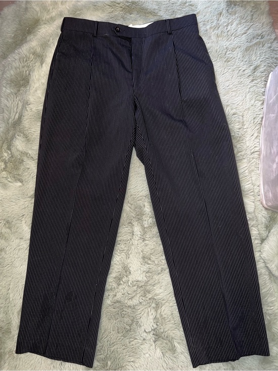 Oscar de la Renta Pants - Oscar de la Renta Black Pinstripe Men's Dress Pants